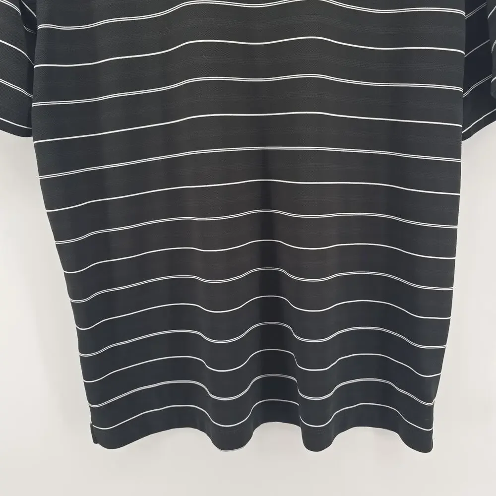 Nike Golf Dri-Fit Shirt Polo Mens L‎ Black Stripes Livestrong Rugby Performance